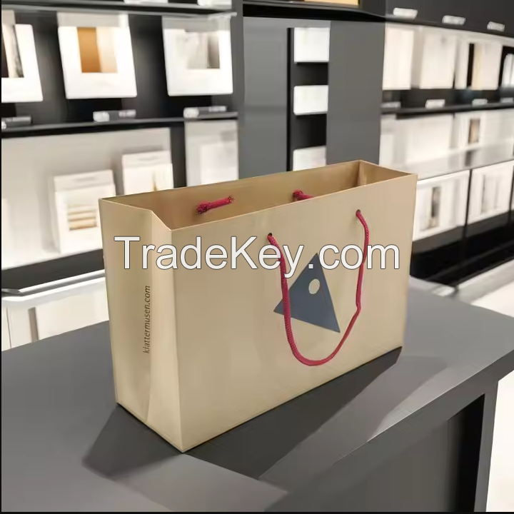 Custom Logo Printed Kraft Paperboard Jewelry Packaging paper bag and Embossed Design for cloth Use