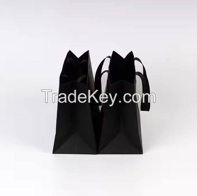 Custom Gift Bags Luxury Boutique Perfumes Packaging Black Wedding Small Jewelry Paper Bag With Handles