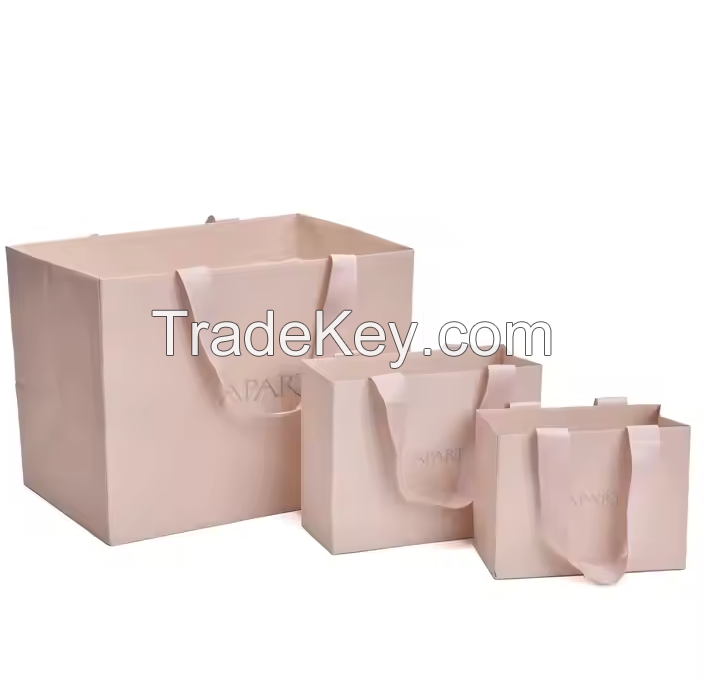 Gift Paper Bag Custom Printed Logo Cardboard Paper Bags Luxury Clothing Shopping Boutique Packaging Carrier Bag