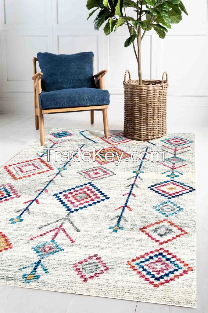 Modern Turkish Carpet Rug - Machine Washable - Polyester, Cotton, Chenille - Wholesale Export - Flexible MOQ