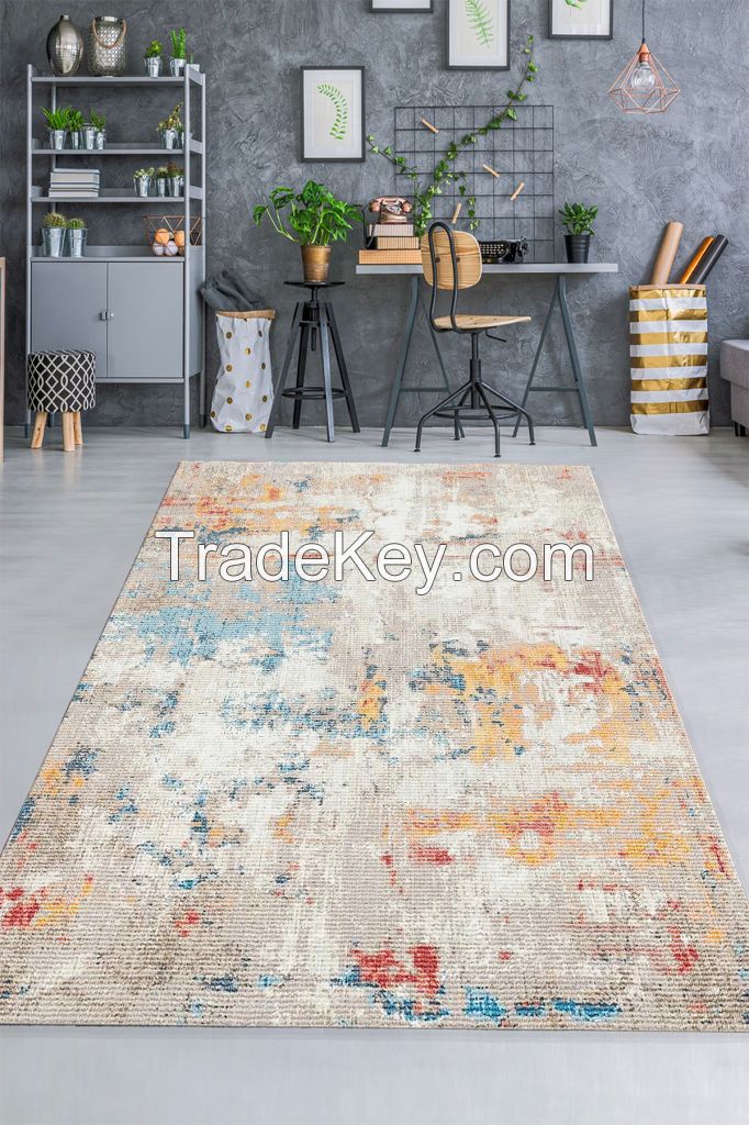Modern Turkish Carpet Rug - Machine Washable - Polyester, Cotton, Chenille - Wholesale Export - Flexible MOQ