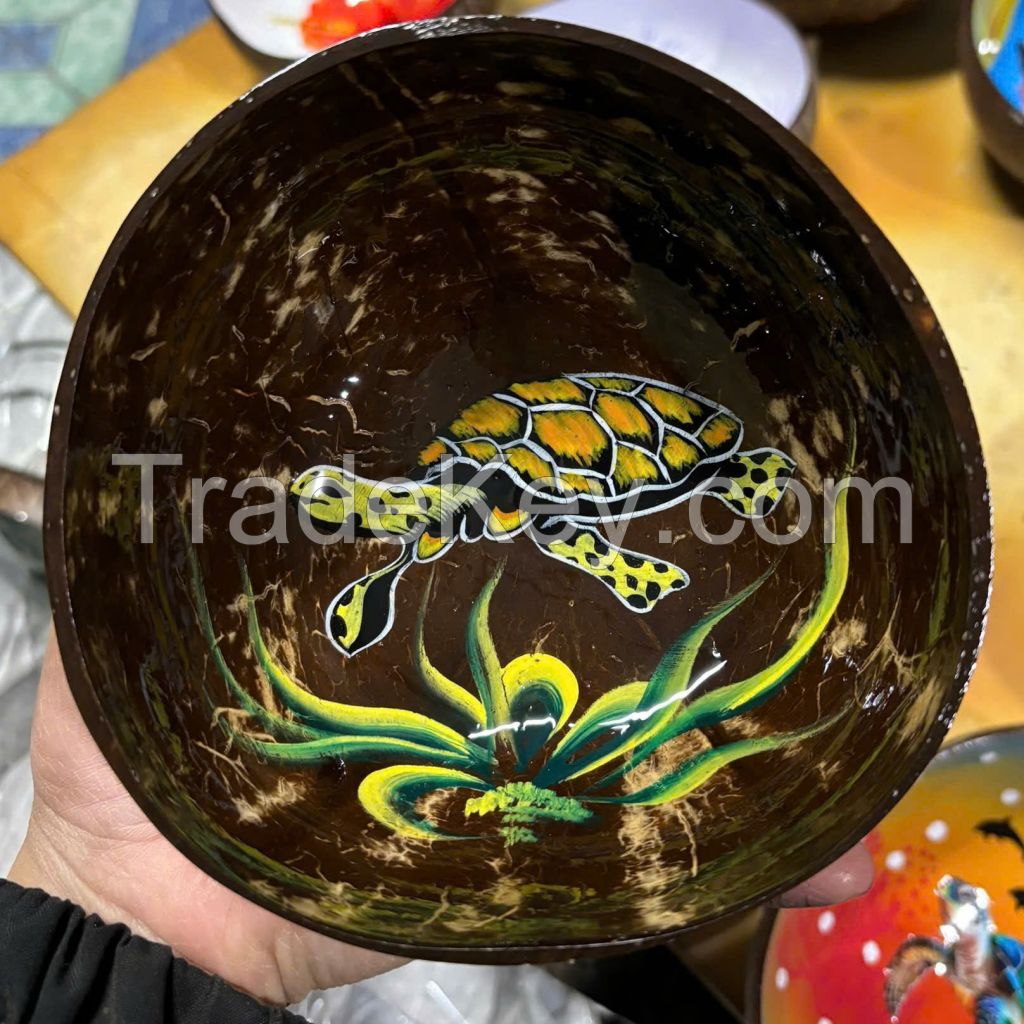 Handmade lacquered coconut bowls