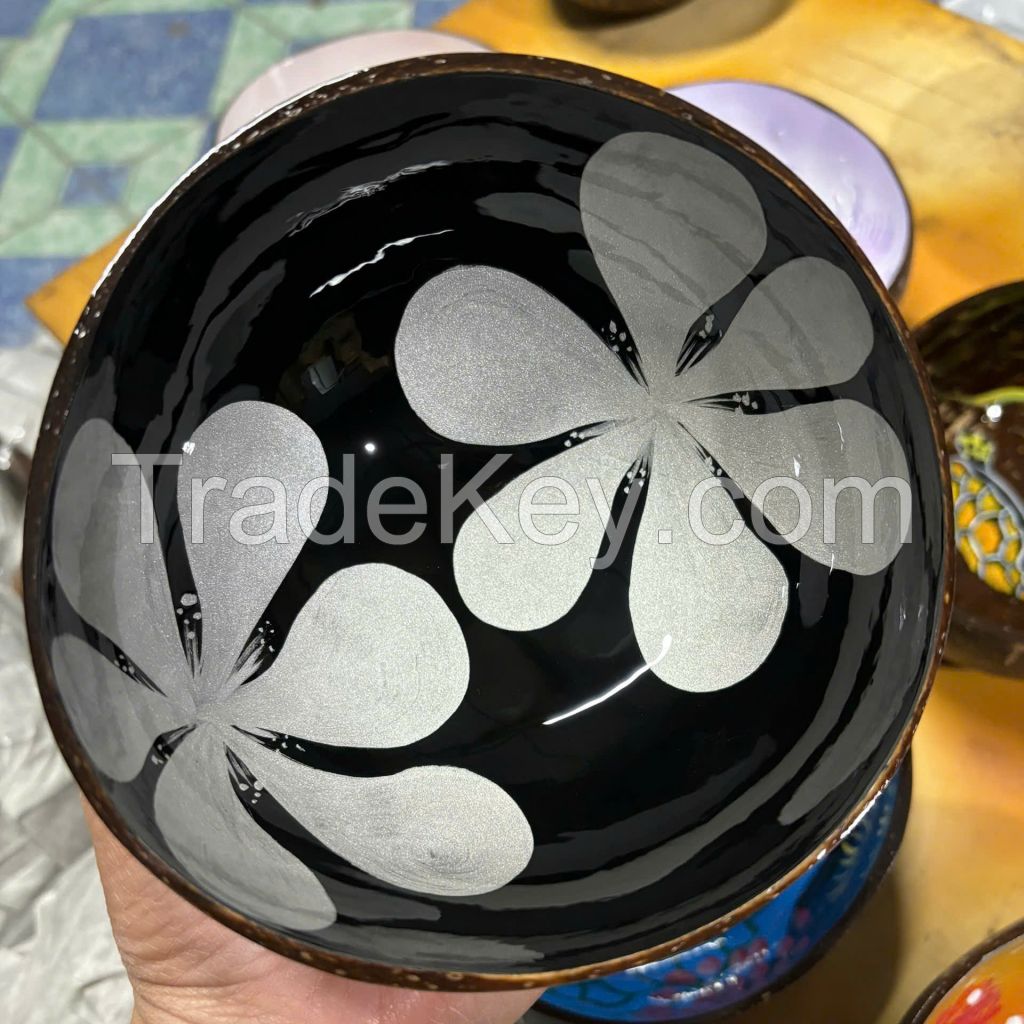 Handmade lacquered coconut bowls