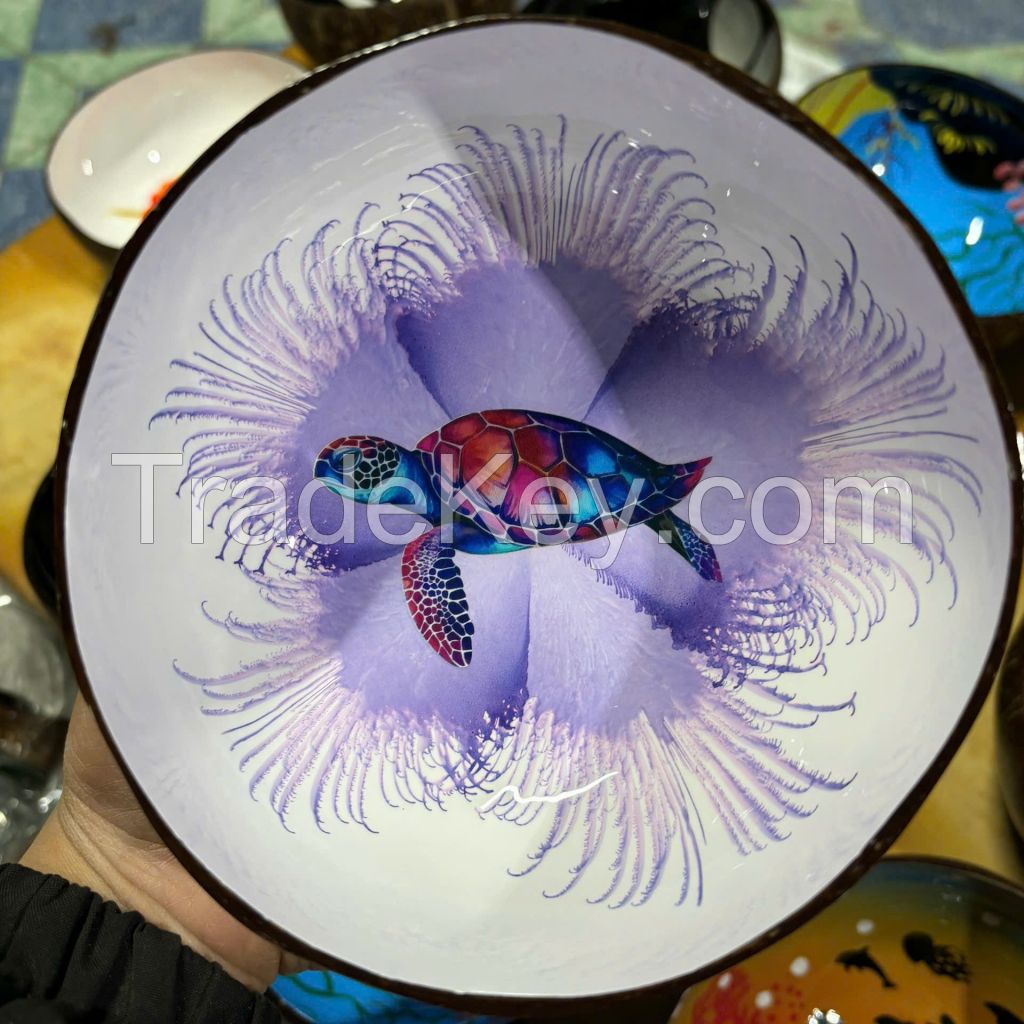 Handmade lacquered coconut bowls