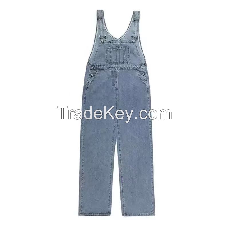 Bestselling Women's Distressed Denim Overalls Trendy Washed Jeans Jumpsuit