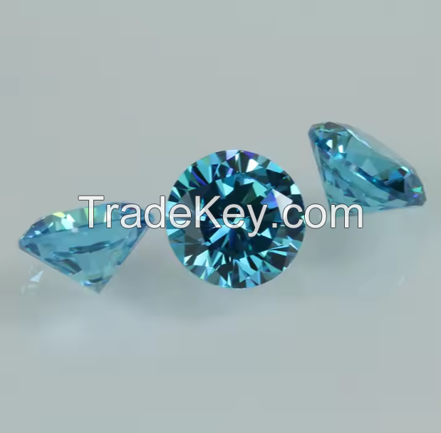 High quality Aquamarine artificial white CZ diamond cut round loose cubic zirconia