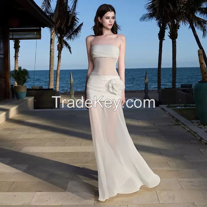 2024 Trendy European - American Strapless Backless Maxi Dress for Women - Summer Fashion Essentia