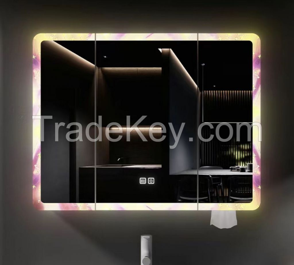 Smart Starry Sky Mirror Cabinet - Thickened Storage Integrated Aluminum Bathroom Mirror with Separate Arc - shaped Intelligent Defogging Function