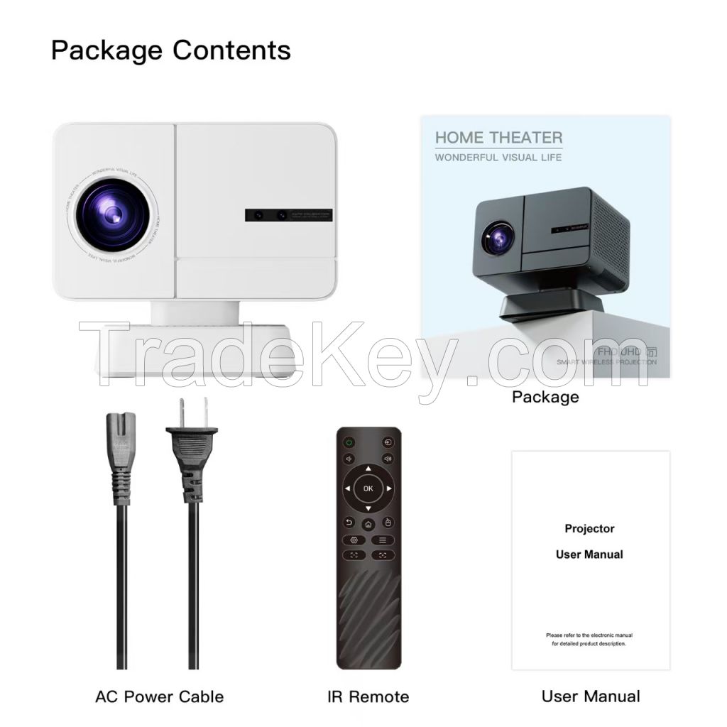 Kangjia 2025 new super HD projector, home laser TV, bedroom, living room, home cinema, mobile phone screen, projection wall, dormitory, small integrated C1 projector,