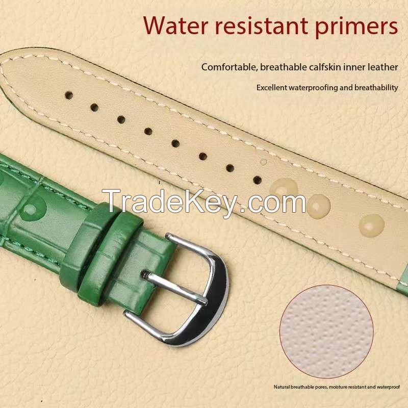 Watch strap men's and women's genuine leather watch chain colorful waterproof cowhide pin buckle watch strap substitute Casio Tianwang Tiansuo Longqin
