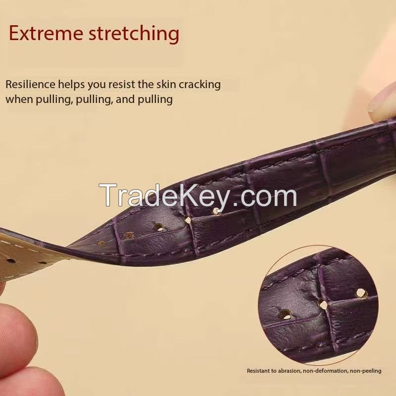 Watch strap men's and women's genuine leather watch chain colorful waterproof cowhide pin buckle watch strap substitute Casio Tianwang Tiansuo Longqin