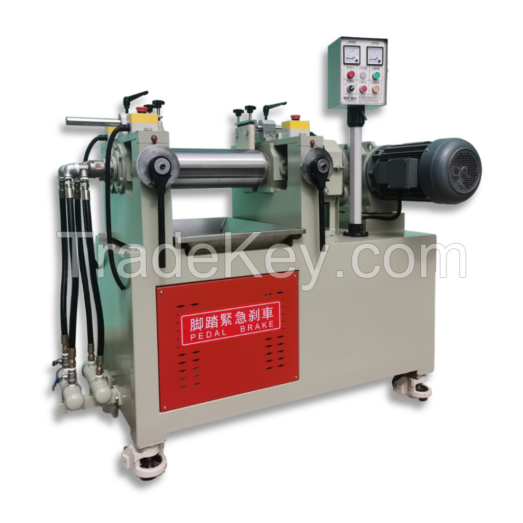 Lab Use PLC Automated 6-inch Rubber Silicone Open Mixing Mill Two Roll Machine
