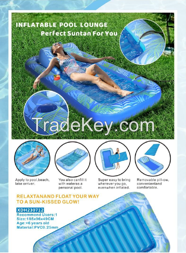 Inflatable Pool Lounger Float, Pool Floats, 4 in 1 Suntan Tub Raft Floatie, Sunbathing Bed Lounge Kids Ball Pit Party Gifts