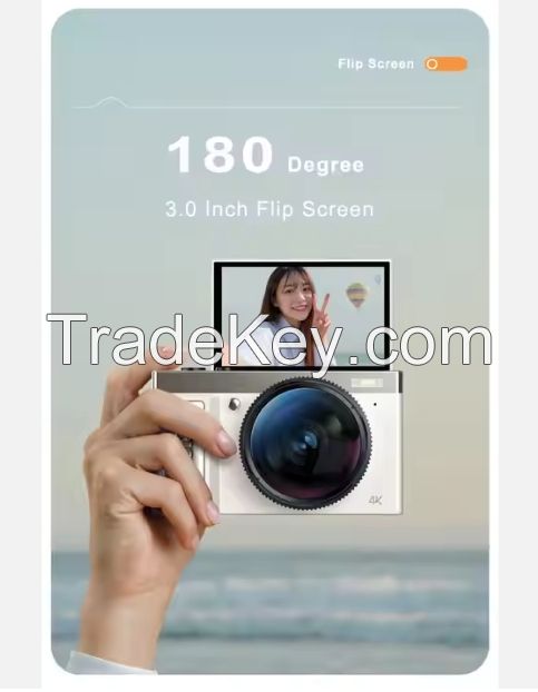 4k digital camera 3.0-inch IPS color flip screen front and rear dual cams 16x zoom anti-shake
