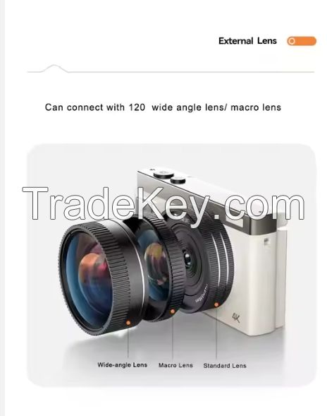 4k digital camera 3.0-inch IPS color flip screen front and rear dual cams 16x zoom anti-shake