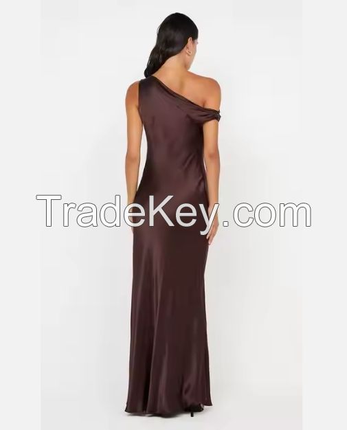 High-end women's Maxi dress elegant new round elasticity