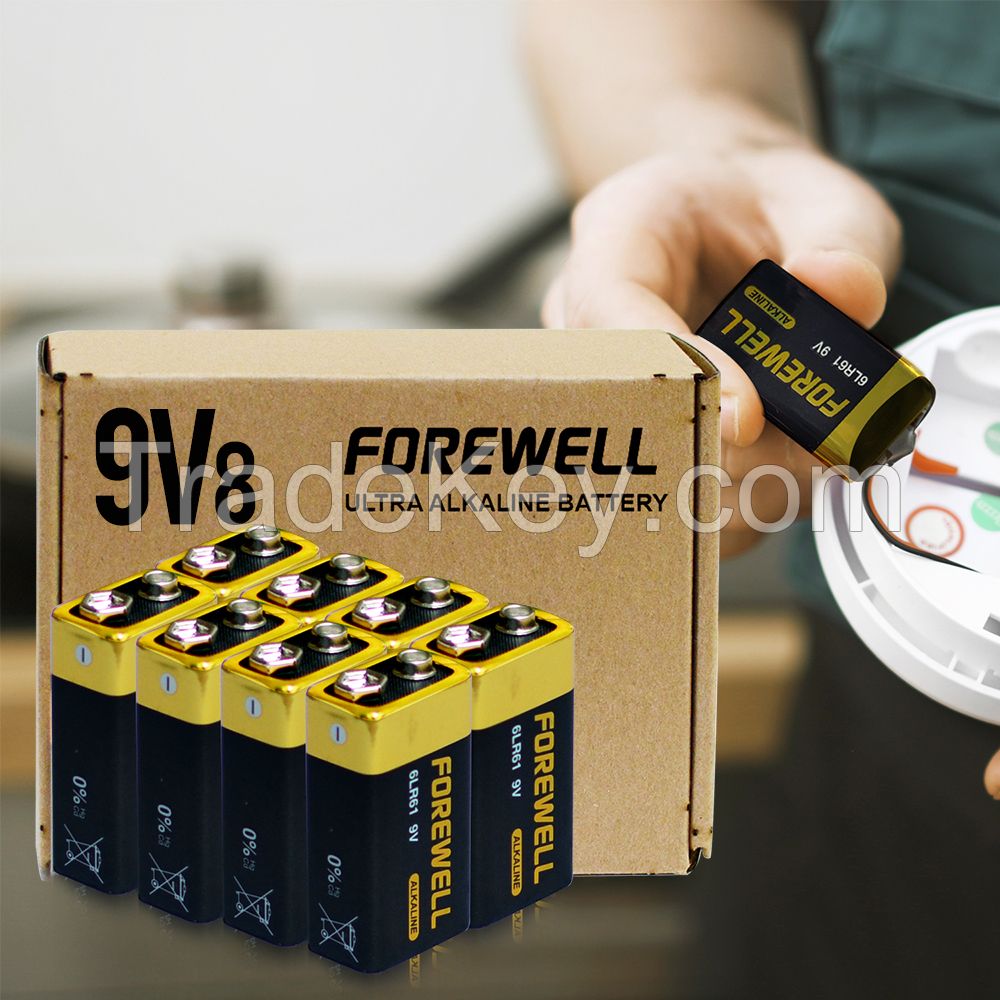  Forewell Brand Wholesale 9V 6LR61 9V Alkaline Dry Battery for Multimeter