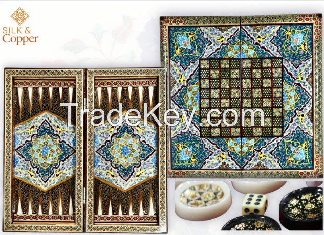 Full Khatam Backgammon, Chess Board with  Miniature IlluminationÃï¿½ÃÂ 