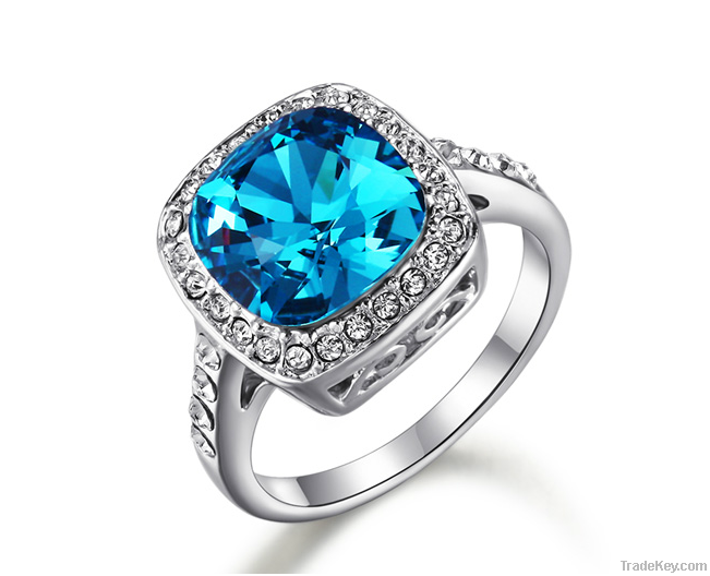 3Carats Blue Crystal Stone Wedding&Engagement Rings R13