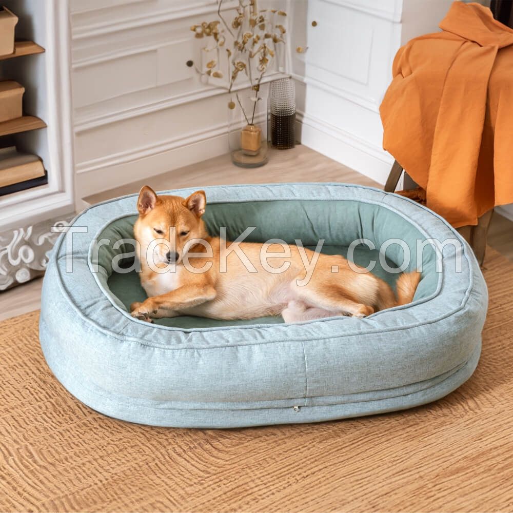 Donut Shape Dog Bed - Detachable Plush Cover PP Cotton Fill Sunshine Yellowï¼ˆM /L /XL /XXL) | Low MOQ 50 | Free Samples