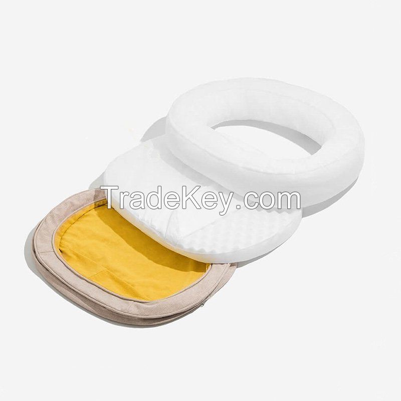 Donut Shape Dog Bed - Detachable Plush Cover PP Cotton Fill Sunshine Yellowï¼ˆM /L /XL /XXL) | Low MOQ 50 | Free Samples