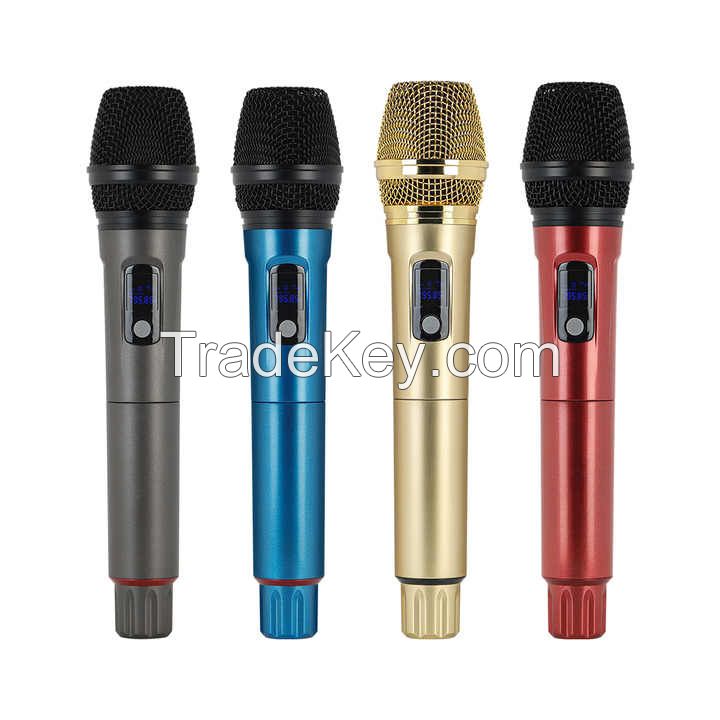 Professional 1-on-2 wireless dynamic microphone heart-shaped plastic KTV outdoor home audio live streaming equipment manufacturer direct sales
