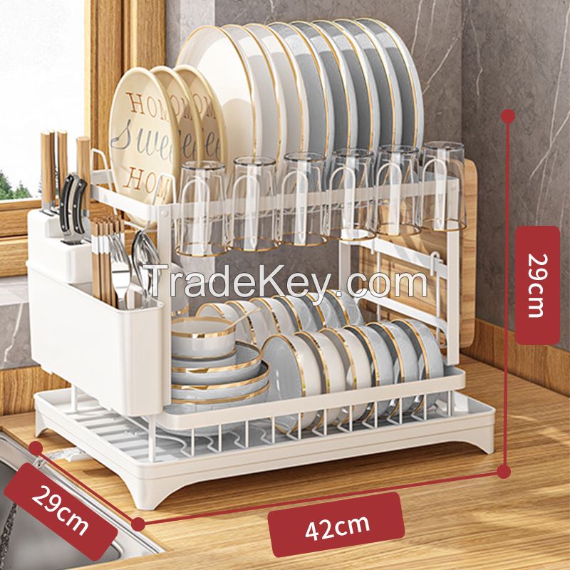 Cheap Kitchen 2 Tier Over the Sink Metal Storage Drying Drainer Dishes Rack Space Saving Dry Rack