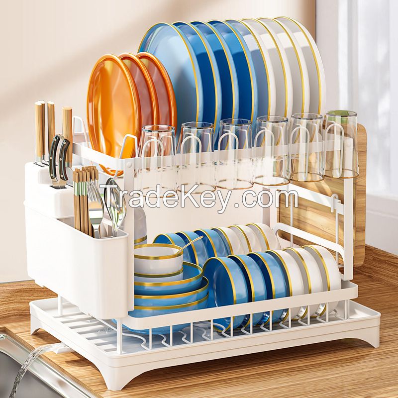Cheap Kitchen 2 Tier Over the Sink Metal Storage Drying Drainer Dishes Rack Space Saving Dry Rack