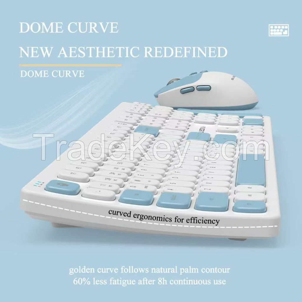 wireless ultra thin quiet silent game keyboard mouse set chargeable dome curve ergonomics keyboard 