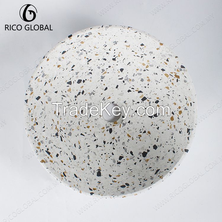Terrazzo Round Basin, Modern Countertop Vessel Sink