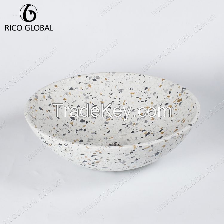 Terrazzo Round Basin, Modern Countertop Vessel Sink