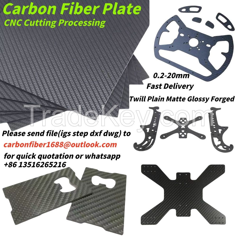T300 T700 Carbon Fiber Sheet Plate Panel Board Tube CNC Cutting and Processing Custom service for FPV Frame Arm Drone Parts Robot