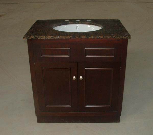 Granite vanity top with wooden base