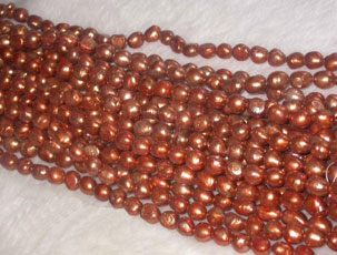 wholesale Genuine 15 inch 8-9mm red rice pearl loose strand