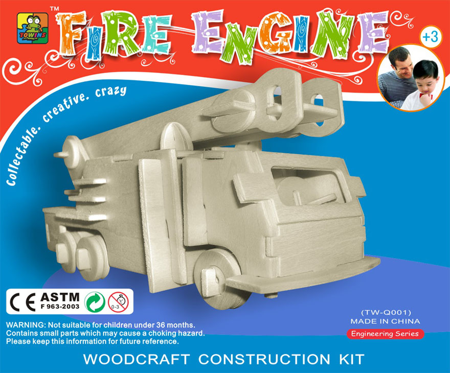 3D wooden  puzzle-fire engine
