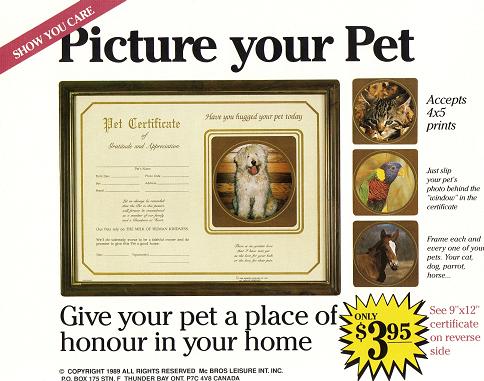 Picture Your Pet ( Pet Certificate )