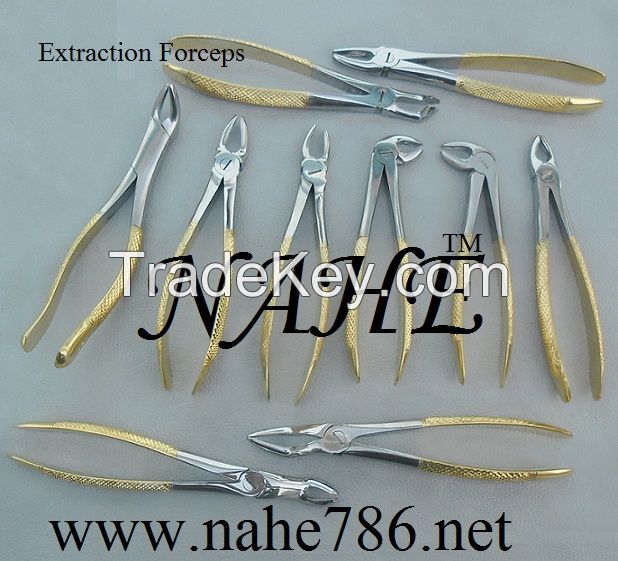 EXTRACTING FORCEPS GOLD PLATED EXTRACTION  DENTAL INSTRUMENTS