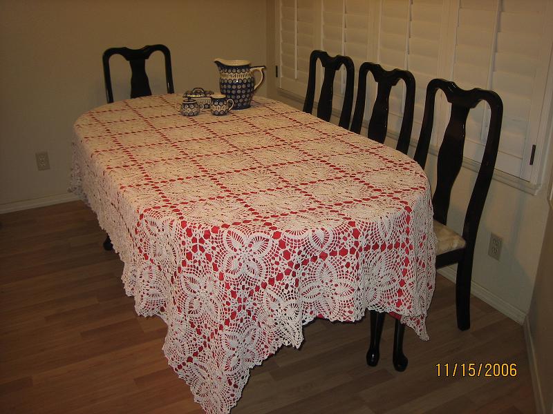 Crochet Pineapple Tablecloth 60x90 Ecru
