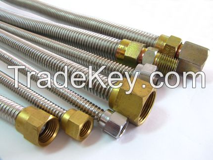 steel 304 braided flex metal hose with BSP/NPT fittings