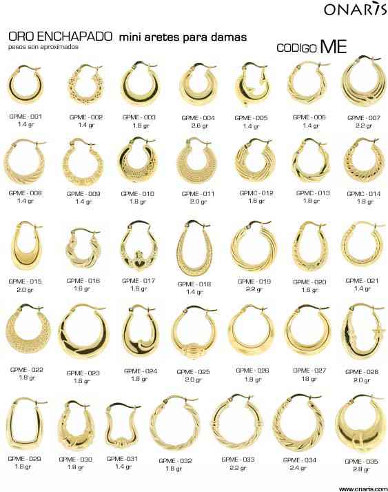 ONARIS Earrings Gold Layered / Oro Laminado