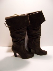 Woman Brown Distressed Knee Boots