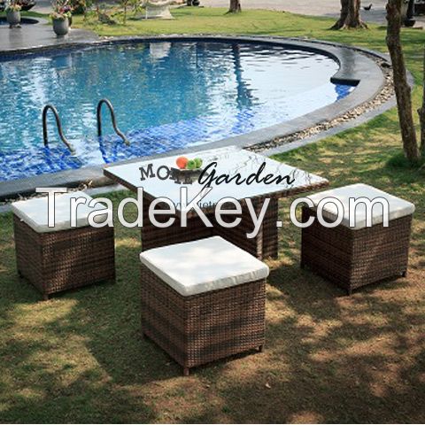 Corner Dining Set - Flat wicker 7mm - Poly rattan furniture