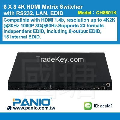 8 X 8 4k 60hz Hdmi Matrix Switch