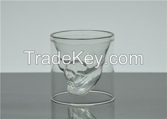 Personalized handmade skull head shaped shot glass with 3OZ