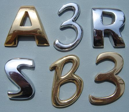 Supply of Brass, aluminium, chrome plated brass, stainless steel  letters