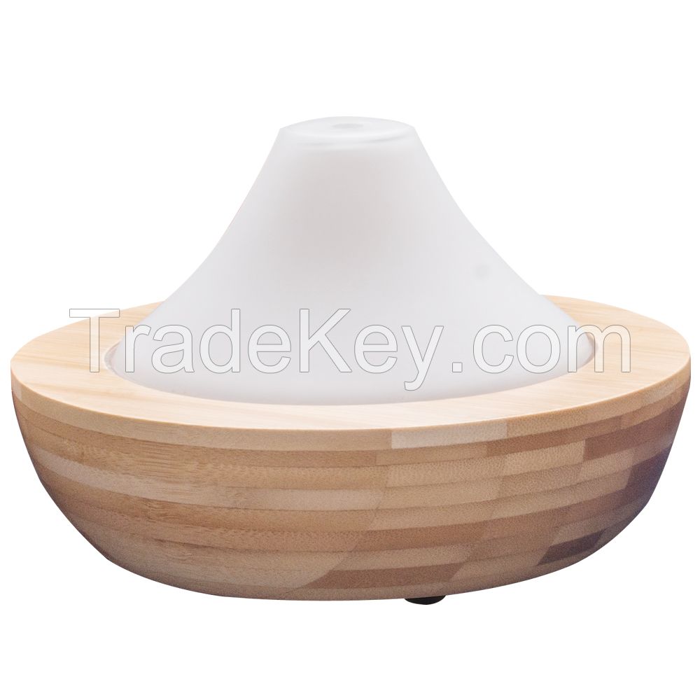 Moutaintop Essential Aromatherapy Diffuser Ultrasonic Humidifier Nebulizer Essential Oil Diffuser Glass Cover & Bamboo Bottom