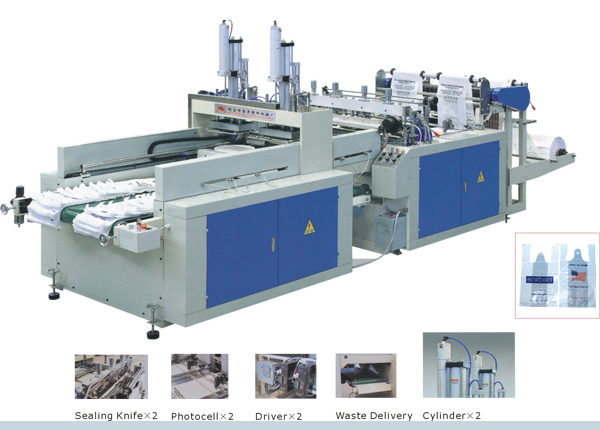 automatic high speed double-line T-shirt bag making machine