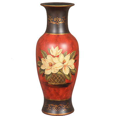 Hand-carved Ceramic Vase Magnolia 18"H