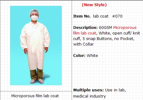 microporous film lab coat