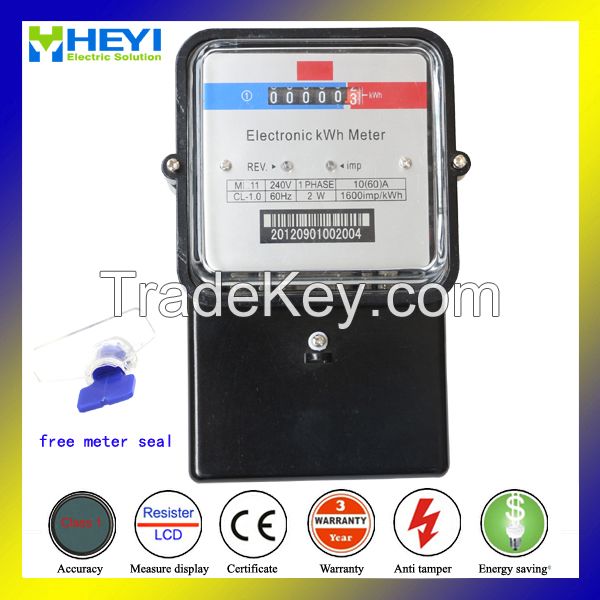 Single phase electrical meter glass cover bakilite base with big terminal block outdoor type IEC62053